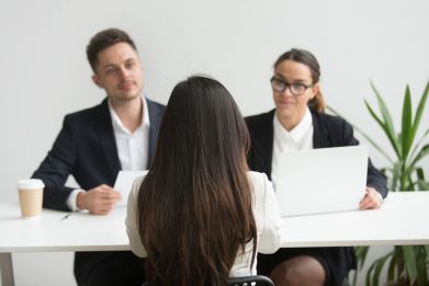 Women is interviewed for a job