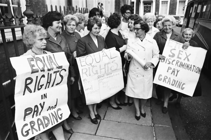 Women striking for equal pay in 1968