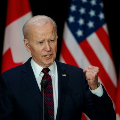 US President Joe Biden, who is holding his second democracy summit, holds a joint press conference with Canada's Prime Minister Justin Trudeau in Ottawa on March 24, 2023