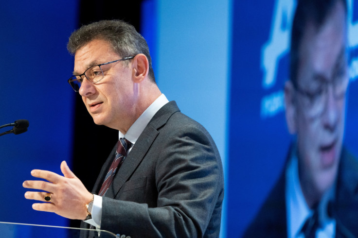 CEO of Pfizer Albert Bourla speaks during the Anti-Defamation League's "Never is Now" summit at the Jacob Javits Convention Center in New York