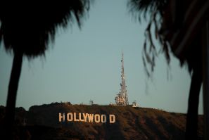 Morning sun rise on the Hollywood sign in Los Angeles, California
