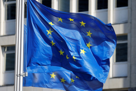 European Union flags fly outside the European Commission headquarters in Brussels