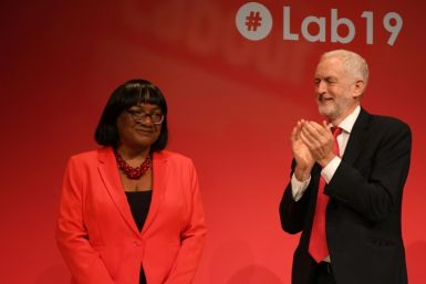 Diane Abbott (L) and former Labour leaderr  Jeremy Corbyn in September 2019