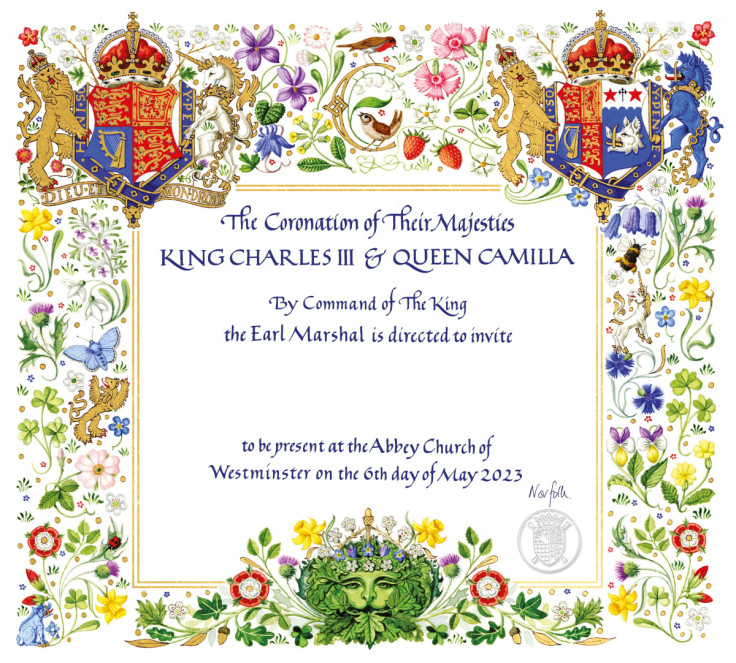 The invitation for King Charles III's coronation 