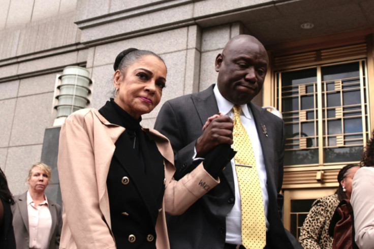 Kathryn Townsend Griffin (L), daughter of songwriter Ed Townsend, leaves the Manhattan Criminal Court in New York on April 25, 2023 for the copyright infringement claim against British singer-songwriter Ed Sheeran