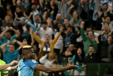 Star man: Victor Osimhen celebrates his leveller which secured the Serie A title for Napoli
