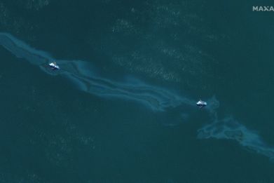 An oil spill in the Gulf of Mexico off Louisiana after Hurricane Ida in 2021
