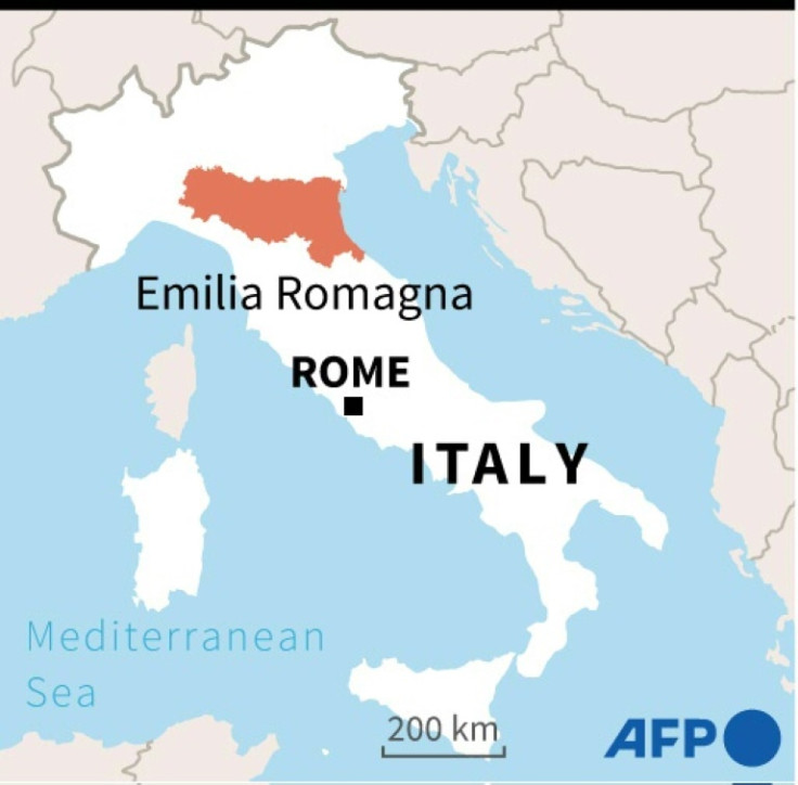 Map locating the region of Emilia Romagna in Italy
