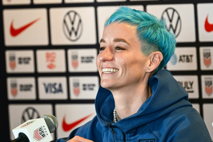 US veteran Megan Rapinoe speaks during a press conference for the USA Women's World Cup team