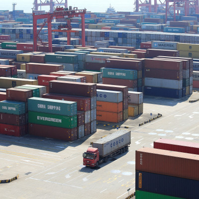 Containers are seen at the Port