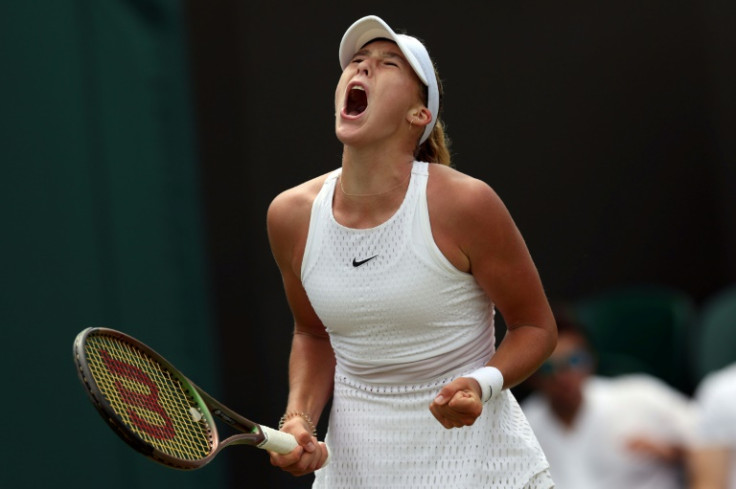 Roar of victory: Russia's Mirra Andreeva celebrates beating Anastasia Potapova