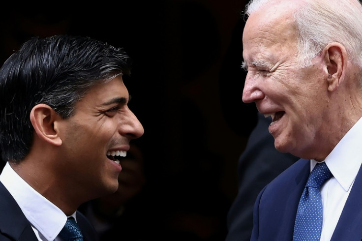 Biden earlier met UK Prime Minister Rishi Sunak in Downing Street, central London