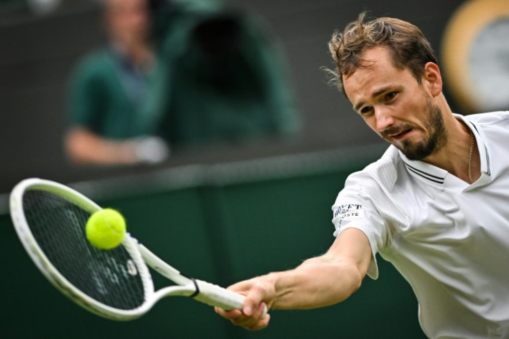 Russia's Daniil Medvedev in action in the Wimbledon quarter-finals