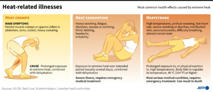 Graphic on the most common health effects or symptoms caused by extreme heat