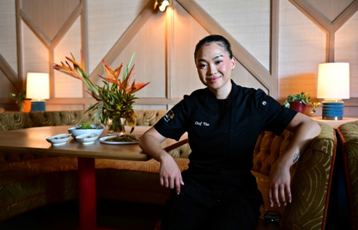 Chef Tue Nguyen sits in her restaurant, called Di Di in West Hollywood, California, on July 10, 2023