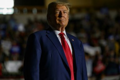 Former US president Donald Trump at a campaign rally in Erie, Pennsylvania, just days before he was indicted for seeking to overturn the 2020 election
