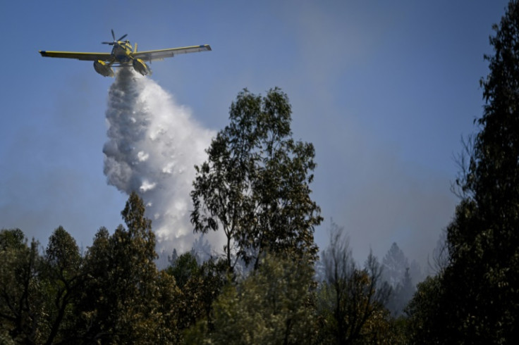 Firefighters are using water bombers to battle fierce blazes in Portugal