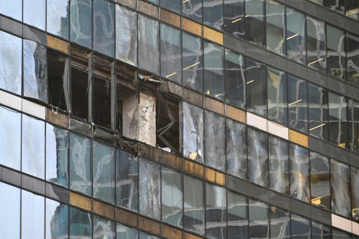 A view of a damaged office block