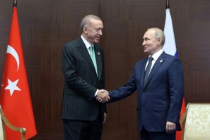 Turkish President Recep Tayyip Erdogan last met Russia's Vladimir Putin in October