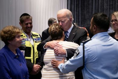 Biden hugged Israelis who had been caught up in the October 7 Hamas attacks
