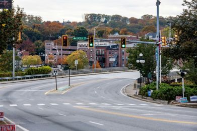 Much of Lewiston, Maine is empty on October 26, 2023, with the gunman on the run one day after a mass shooting
