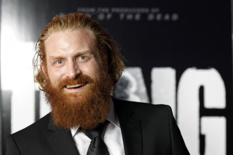 Cast member Kristofer Hivju poses at the world premiere of "The Thing" at Universal Studios Hollywood in Universal City, California