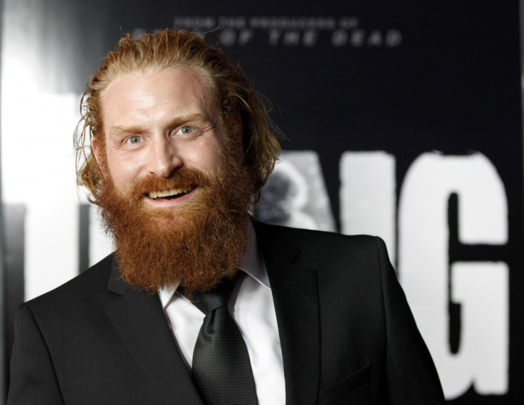 Cast member Kristofer Hivju poses at the world premiere of &quot;The Thing&quot; at Universal Studios Hollywood in Universal City, California