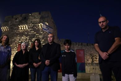 An inter-faith vigil was held at Jerusalem's Jaffa Gate