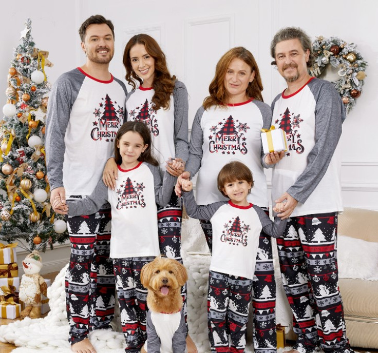 Christmas Tree Snowflake and Letters Print Grey Family Matching Long-sleeve 