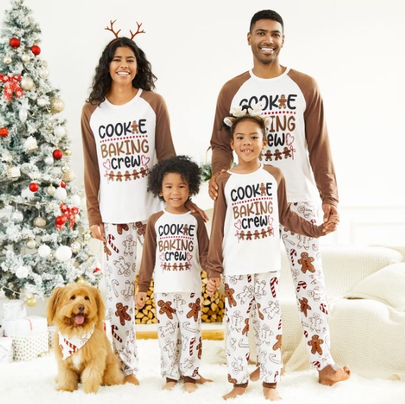 Christmas Antlers and Letter Print Green Family Matching Long-sleeve Pajamas Sets