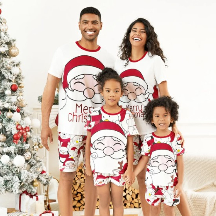 Christmas Santa and Snowman Print Family Matching Short-sleeve Tops and 