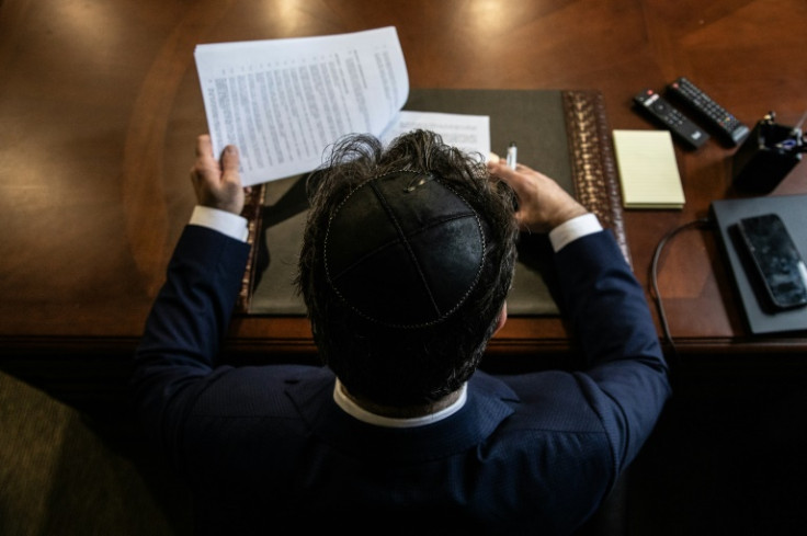 Jeremy Levi, mayor of Hampstead, a small municipality on the island of Montreal, poses for a photo in his city hall office in Hampstead, Quebec, Canada