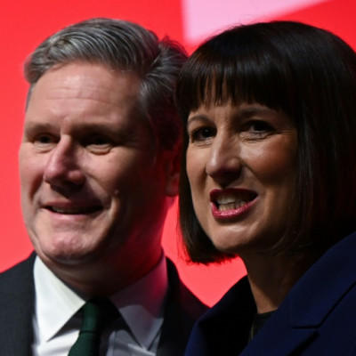 Britain's main opposition Labour Party leader Keir Starmer and his shadow finance minister Rachel Reeves