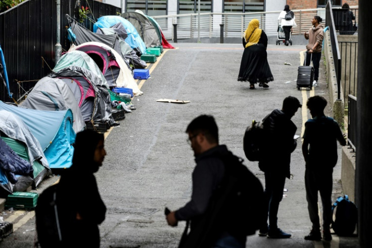 A makeshift refugee camp in Dublin became the focus of demonstrations earlier this year