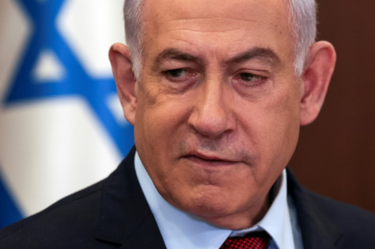 Israeli Prime Minister Benjamin Netanyahu heads the weekly cabinet meeting at his office in Jerusalem on December 10, 2023