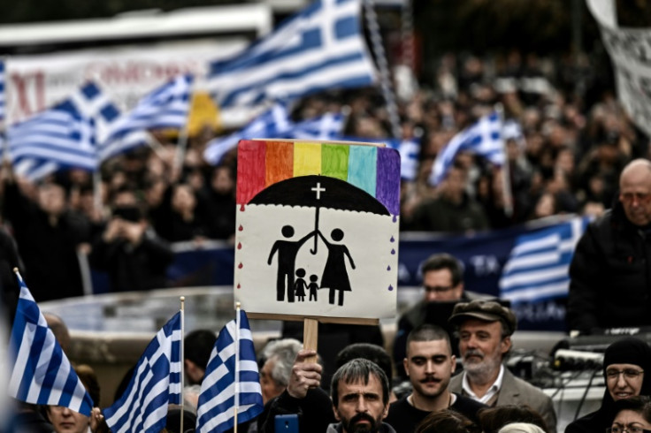 Some 4,000 people demonstrated in Athens against the same-sex bill