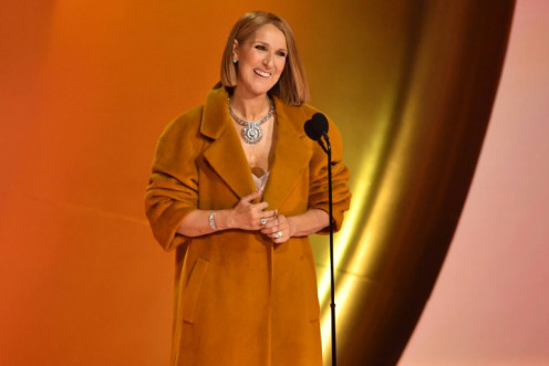 Celine Dion presents Album Of The Year award during the Grammy Awards on February 4, 2024