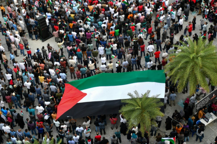 A rally to show solidarity with Palestinians held in the Maldives on October 14, 2023