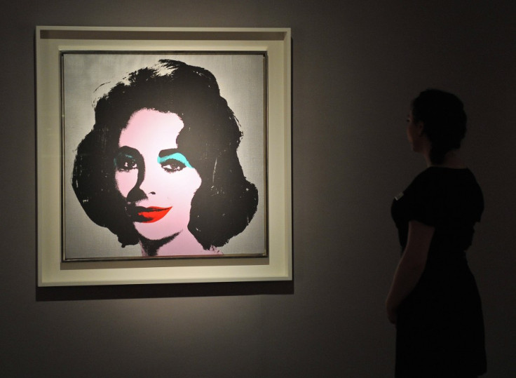 An Andy Warhol portrait of Elizabeth Taylor at Christies auction house in London