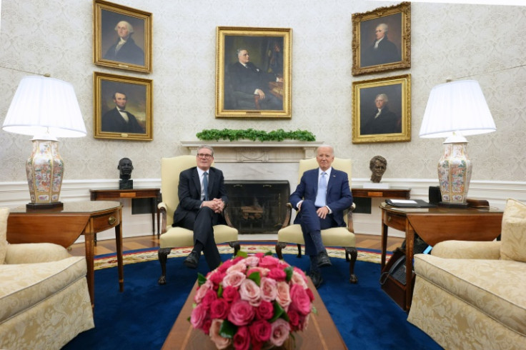 US President Joe Biden hosts a bilateral meeting with UK Prime Minister Keir Starmer in the Oval Office of the White House