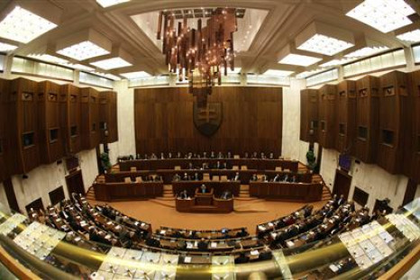 Slovak PM Iveta Radicova makes a last appeal to deputies at the Slovak Parliament session before the vote on the euro zone rescue fund tied with Slovak government confidence vote in Bratislava