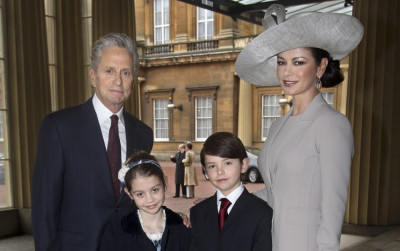 Welsh actress Catherine Zeta-Jones and her husband U.S. actor Michael Douglas, pose with their children Welsh actress Catherine Zeta-Jones and her husband U.S. actor Michael Douglas, pose with their children