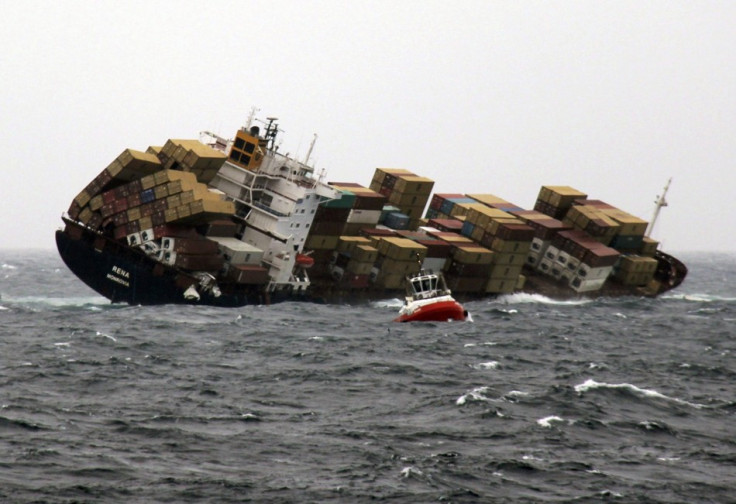 Blow she goes: The ship has already lost 70 containers in the bad weather