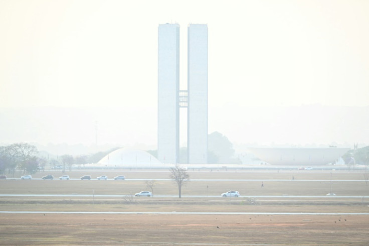 Brazil's National Congress is engulfed in haze from wildfires on August 27, 2024