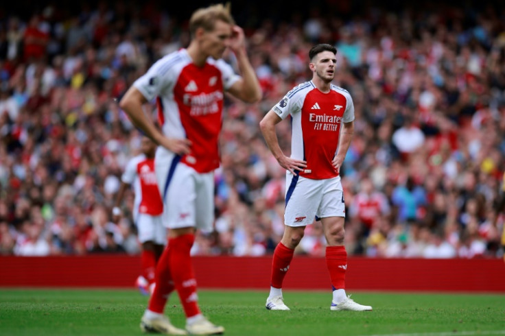 Arsenal are without Declan Rice (right) and Martin Odegaard (left) for Sunday's north London derby