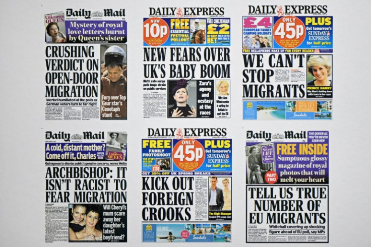 The exhibition displays newspapers with anti-migrant headlines