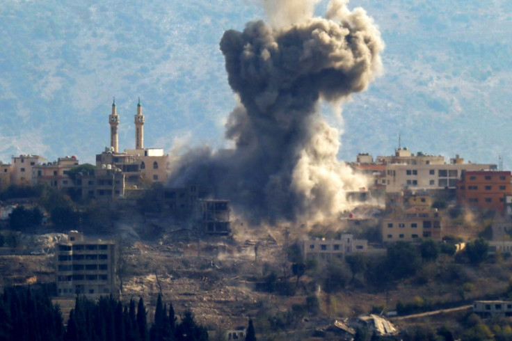 Smoke rises from the scene of an Israeli air strike that targeted the southern Lebanese village of Khiam