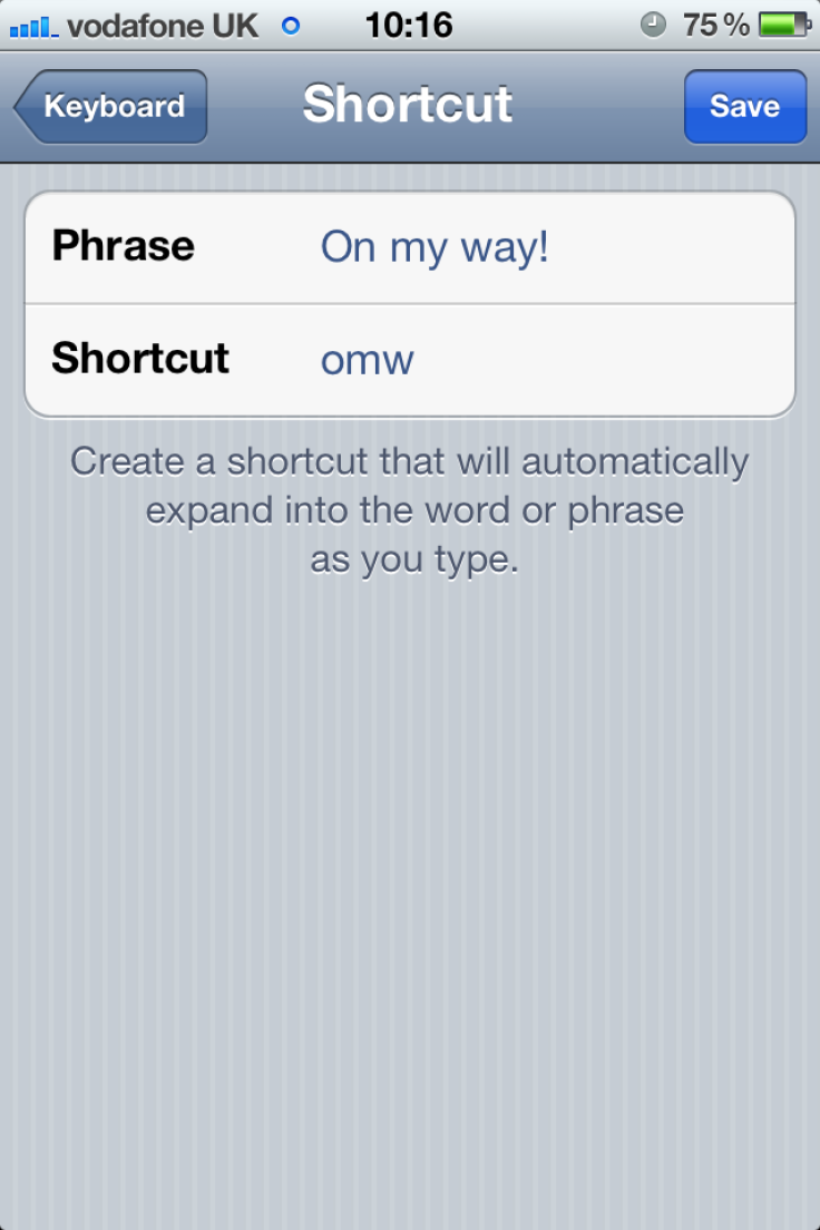 Keyboard shortcuts in iOS 5