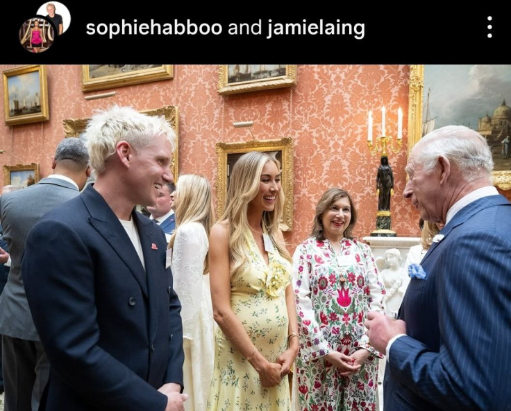 Jamie Laing and Sophie Habboo with King Charles.