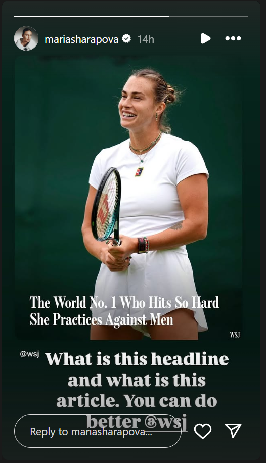 Maria Sharapova criticises WSJ on Instagram
